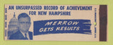 Matchbook Cover - Chester Merrow For Congress New Hampshire NH SAMPLE