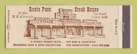 Matchbook Cover - Reata Pass Steak House AZ Full Length