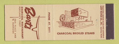 Matchbook Cover - Barts Charcoal Restaurant Portland OR feature