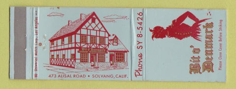 Matchbook Cover - Bit o Denmark Solvang CA