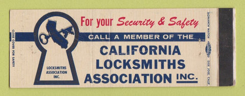 Matchbook Cover - California Locksmith Associations CA WORN