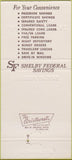 Matchbook Cover - Shelby Federal Savings Indianapolis IN 30 Strike