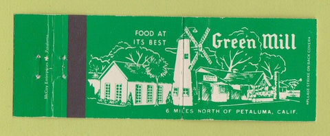 Matchbook Cover - Green Mill Restaurant Petaluma CA Full Length