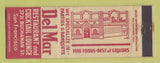 Matchbook Cover - Del Mar Restaurant San Francisco CA