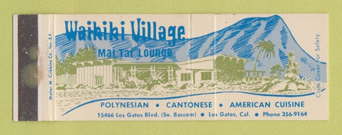 Matchbook Cover - Waikiki Viallage Los Gatos CA WEAR Full Length