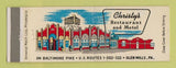 Matchbook Cover - Christy's Restaurant Motel Glen Mills PA Full Length
