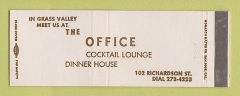 Matchbook Cover - Office Restaurant Grass Valley CA Full Length