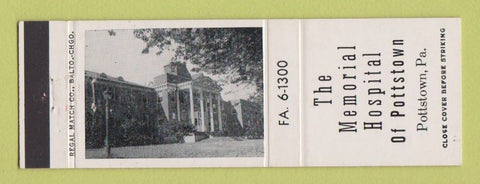 Matchbook Cover - Memorial Hospital of Pottstown PA