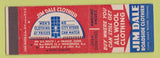 Matchbook Cover - Jim Dale Men's Clothes Lodi NJ Woodbridge NJ Orange CT