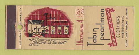 Matchbook Cover - Tabin Pearlman Men's Clothes New York City TAN