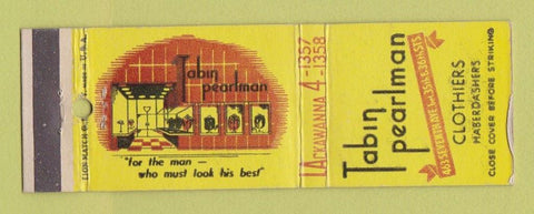 Matchbook Cover - Tabin Pearlman Men's Clothes New York City YELLOW WEAR