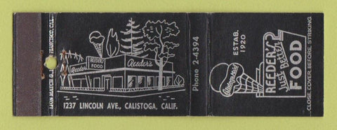Matchbook Cover - Reeder's Restaurant Calistoga CA