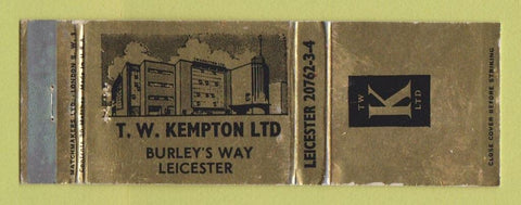 Matchbook Cover - TW Kempton Leicester UK England Clothes WEAR