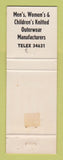 Matchbook Cover - TW Kempton Leicester UK England Clothes WEAR