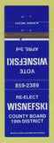 Matchbook Cover - Wisnefski County Board 19th District Kenosha WI