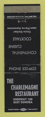 Matchbook Cover - Charlemagne Restaurant East Sonora CA BLACK