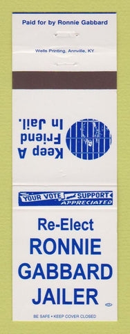 Matchbook Cover - Ronnie Gabbard Jailer Jackson County KY McKee