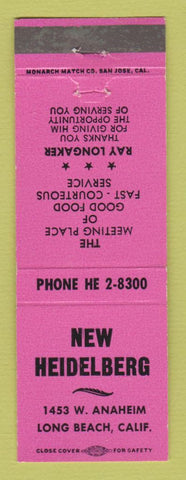 Matchbook Cover - New Heidelberg Long Beach CA restaurant