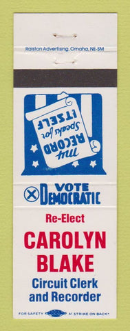 Matchbook Cover - Carolyn Blake Circuit Clerk Recorder Election