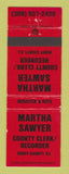 Matchbook Cover - Martha Sawyer County Clerk Recorder Henry County IL WEAR
