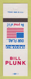 Matchbook Cover - Bill Plunk Chancery Clerk Election
