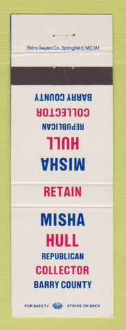 Matchbook Cover - Misha Hull Collector Election Barry County