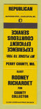 Matchbook Cover - Rodney Richardet County Collector Berry County MO