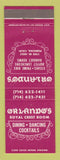 Matchbook Cover - Orlando's Restaurant Royal Crest Room Pomona CA