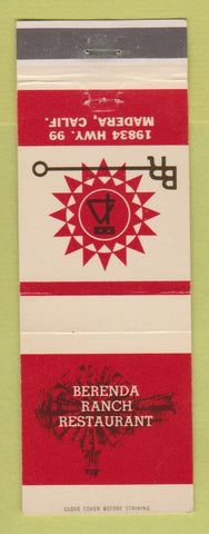 Matchbook Cover - Berenda Ranch Restaurant Madera CA
