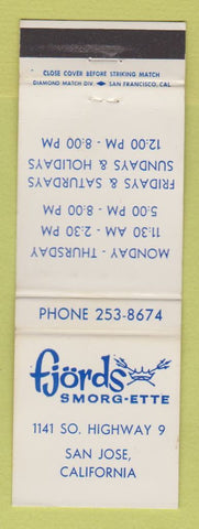Matchbook Cover - Fjords Smorg Ette San Jose CA