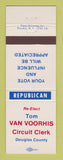 Matchbook Cover - Tom Van Voorhis Circuit Clerk Douglas County Election