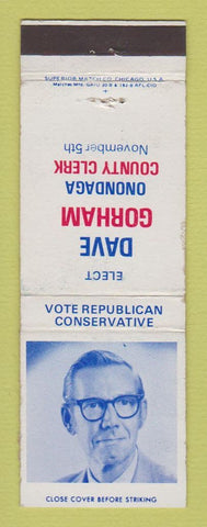Matchbook Cover - Dave Gorham Onondaga County Clerk NY WEAR