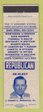 Matchbook Cover - Joseph DeCourcy Jr City Council Election