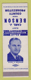 Matchbook Cover - Carl Benson County Prosecutor Election 1952
