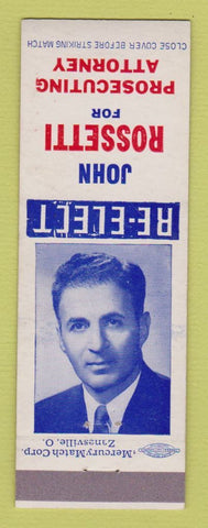 Matchbook Cover - John Rossetti Prosecuting Attorney Election 1952