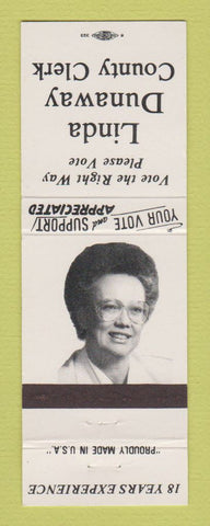 Matchbook Cover - Linda Dunaway County Clerk Election
