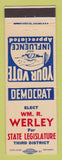 Matchbook Cover - Wm R Werley State Legislature Election