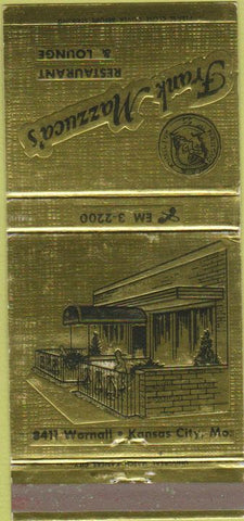 Matchbook Cover - Frank Mazzuca's Restaurant Kansas City MO 30 Strike