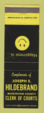 Matchbook Cover - Joseph Hildebrand Clerk of Courts Muskingum County OH