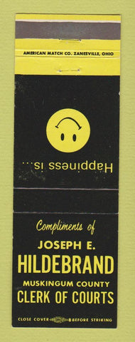 Matchbook Cover - Joseph Hildebrand Clerk of Courts Muskingum County OH