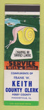 Matchbook Cover - Frank W Keith County Clerk Perry County Pinckneyville IL