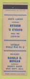 Matchbook Cover - Harold D Morgan County Clerk Craig County OK