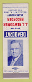 Matchbook Cover - JJ Newcomber Recorder Stark County Election 1952