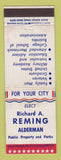 Matchbook Cover - Richard Reming Alderman Election WEAR