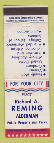 Matchbook Cover - Richard Reming Alderman Election WEAR