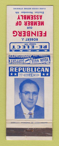 Matchbook Cover - Robert Feinberg Assembly Election WEAR