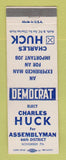Matchbook Cover - Charles Huck Assemblyman Election