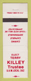 Matchbook Cover - Terry Killey Trustee UAW Local 362 Union