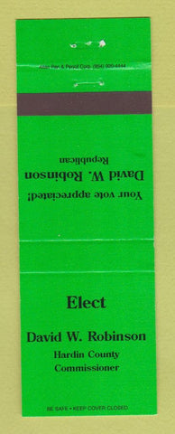 Matchbook Cover - David Robinson Election Hardin County Commissioner