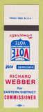 Matchbook Cover - Richard Webber Eastern District Commissioner Election